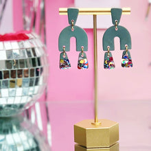 Load image into Gallery viewer, GREEN GLITTER DIPPED CLAY ELOISE EARRINGS