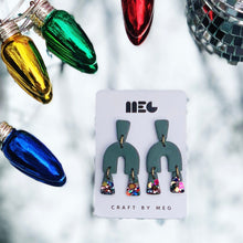 Load image into Gallery viewer, GREEN GLITTER DIPPED CLAY ELOISE EARRINGS
