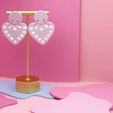 Load image into Gallery viewer, DOTTED HEARTS CLAY EARRINGS - VIOLET