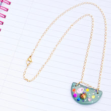 Load image into Gallery viewer, MOSS GREEN JEWELED WHIMSICLE CLAY NECKLACE