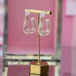 ACRYLIC IRREGULAR IRIDESCENT HOOP EARRINGS